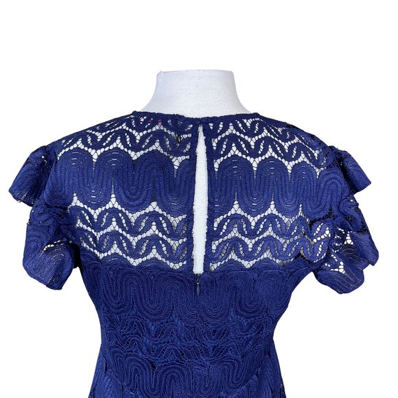 Trina Turk Mai Tai Navy Lace Flutter Sleeve Mini Dress Size 10 NWT - Picture 6 of 9